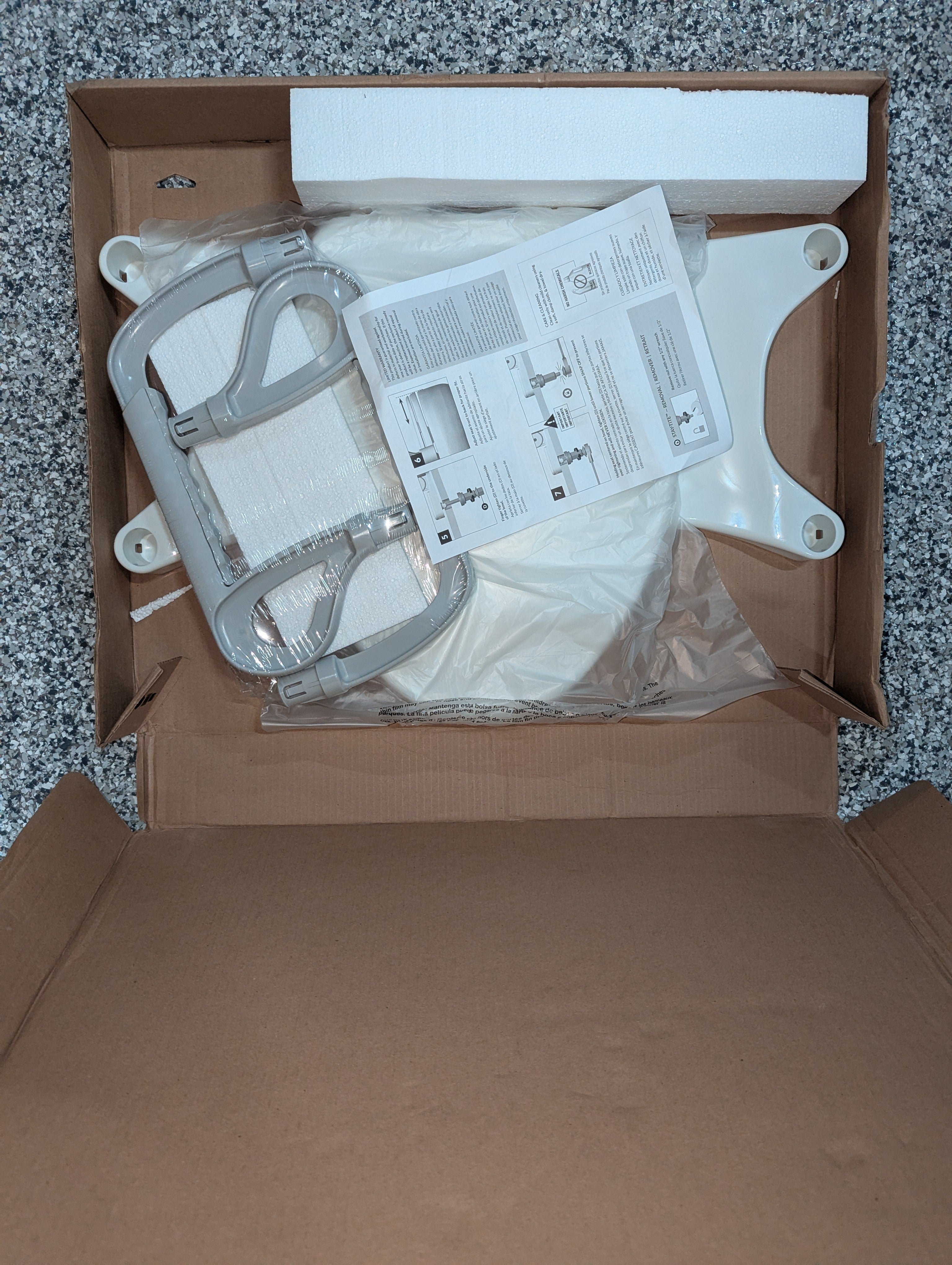 Assist Elongated/Round Standard Height Premium Plastic Closed Front Toilet Seat in White with Support Arms