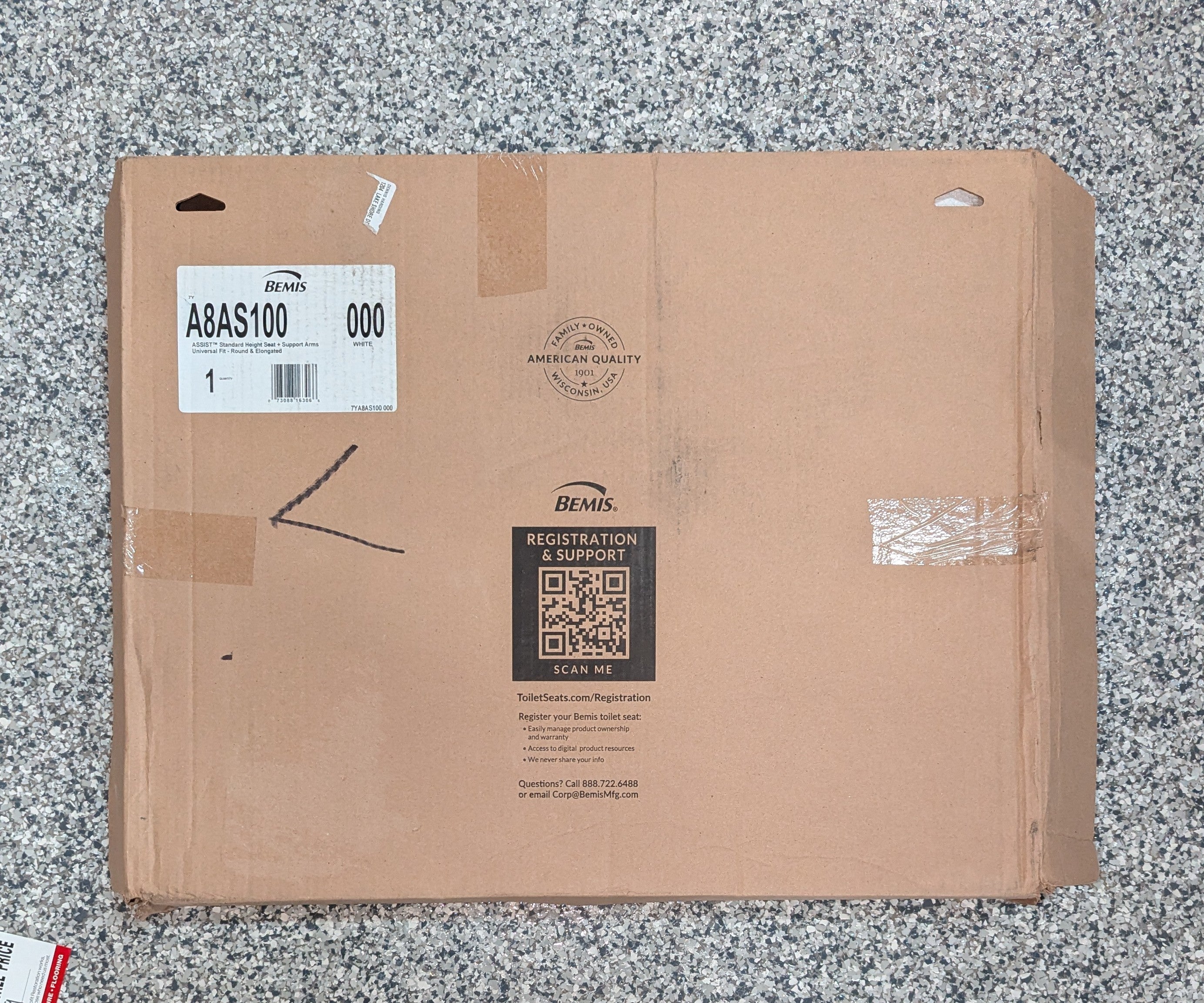 Assist Elongated/Round Standard Height Premium Plastic Closed Front Toilet Seat in White with Support Arms