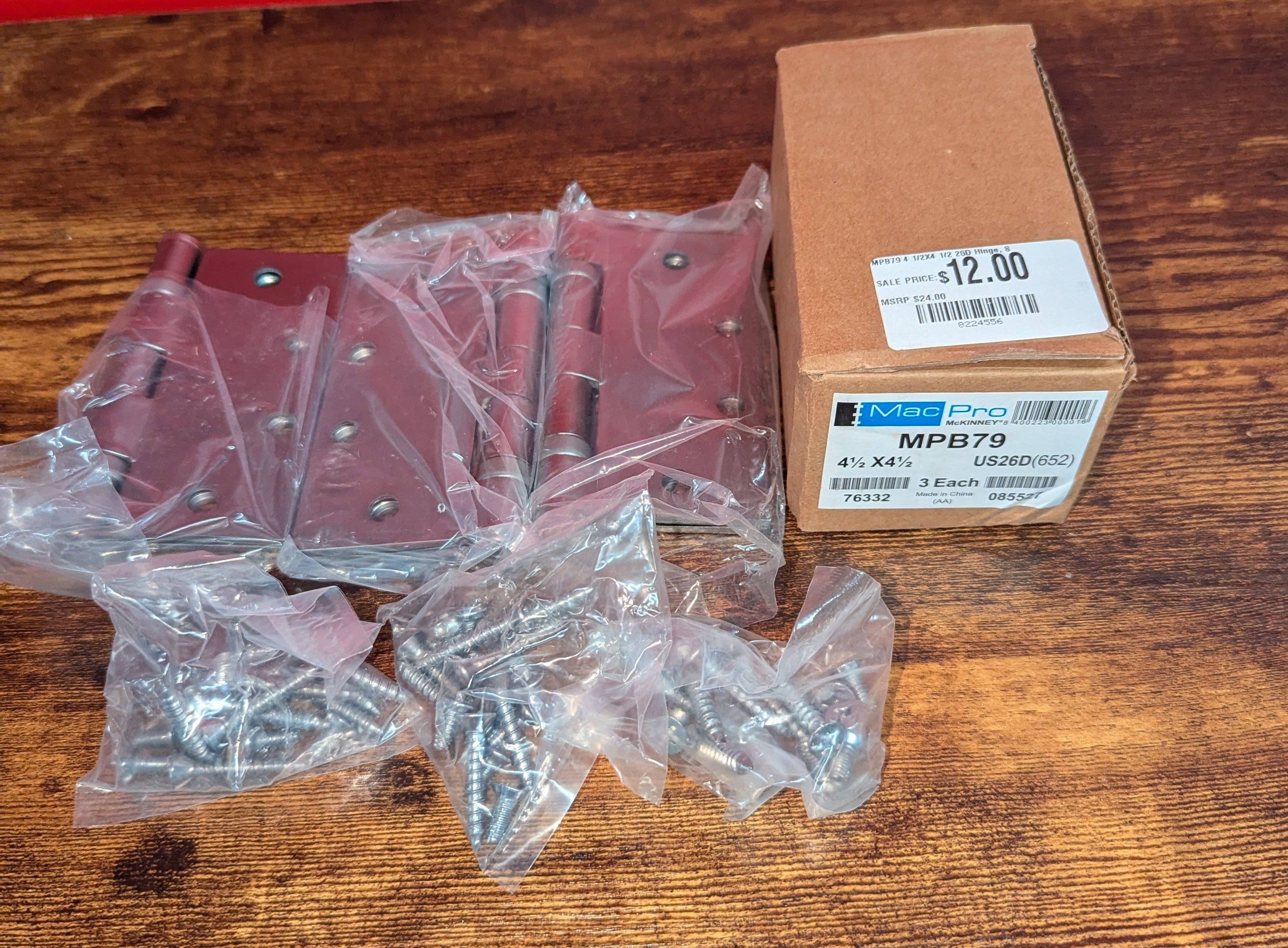 MPB79 4 1/2X4 1/2 26D Hinge, Steel (Pack of 3)