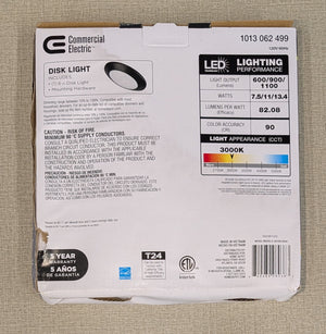 6 in. Matte Black Disk Light LED Flush Mount Light Fixture 600 - 900 - 1100 Lumens 2700K - 5000K Dimmable J - Box Compatible - Stu's Home Improvement Outlet
