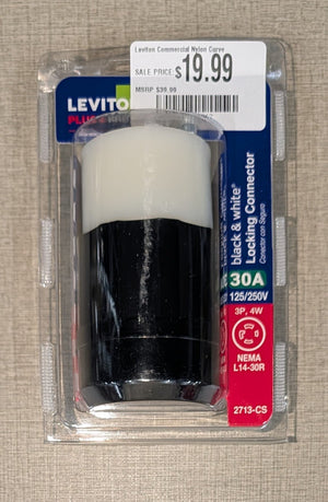 Leviton Commercial Nylon Curved Blade/Ground Locking Connector L14 - 30R 3 Pole 4 Wire - Stu's Home Improvement Outlet