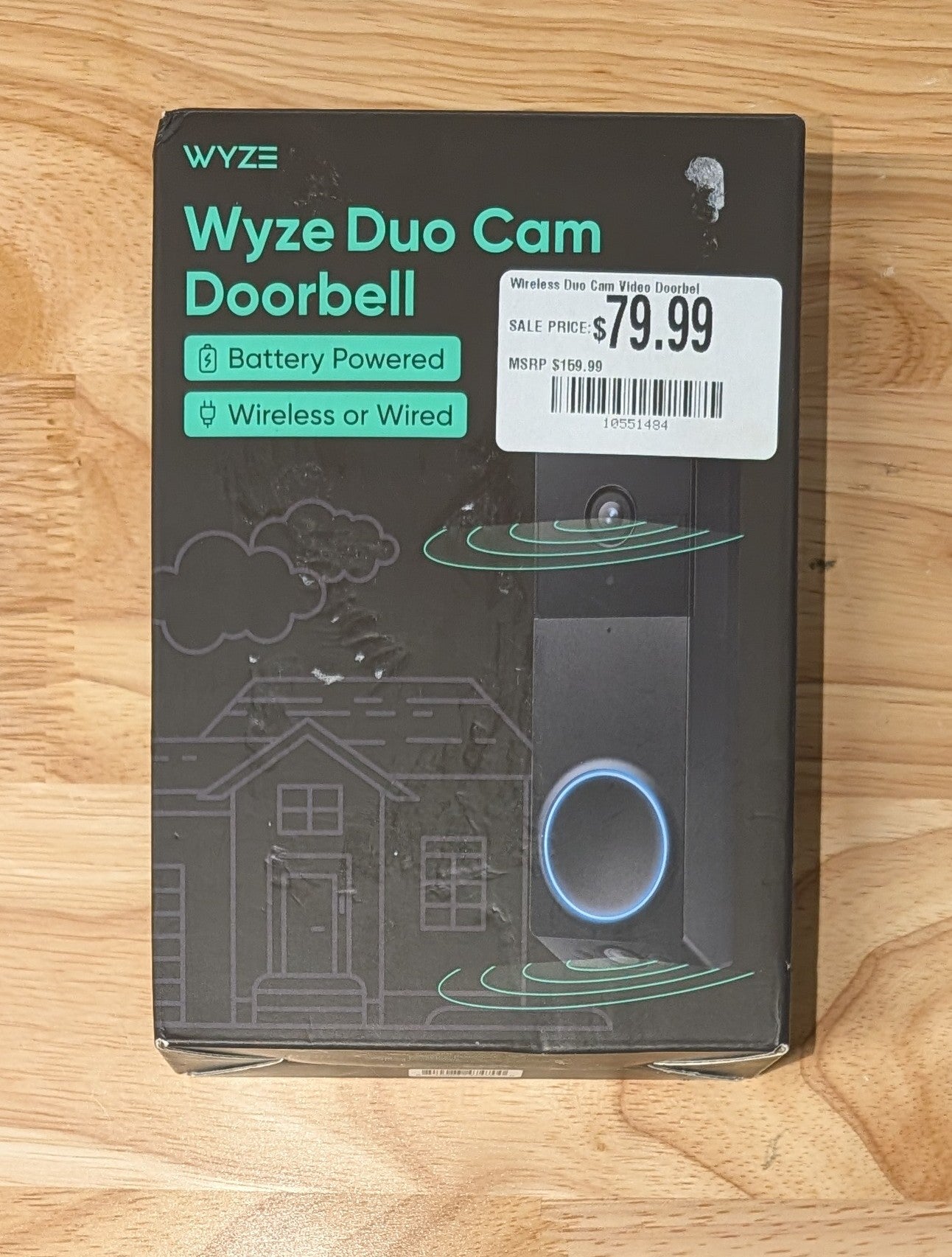 Wireless Duo Cam Video Doorbell, Battery Powered, 2K Full HD Video, 2 Cameras (People and Package), Color Night Vision