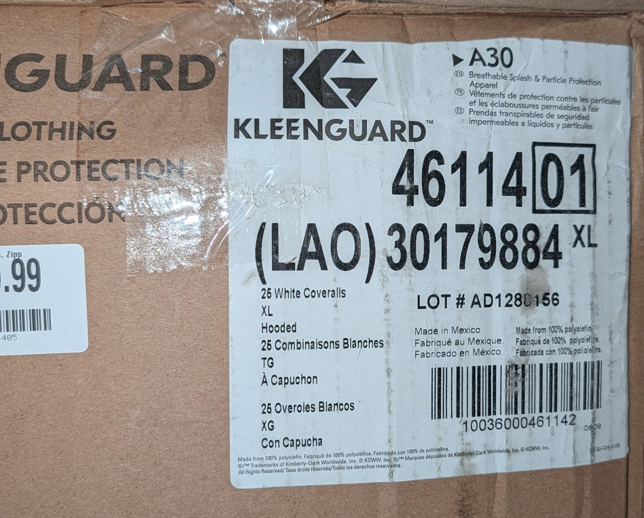 Kleenguard A30 Coveralll, Zipper Front, Elastic Back, Wrist and Ankles, Hood, White, X - Large - All - Stu's Home Improvement Outlet