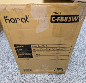 Karat 85oz White Food Buckets with Paper Lids (189mm) - 180 ct - Stu's Home Improvement Outlet