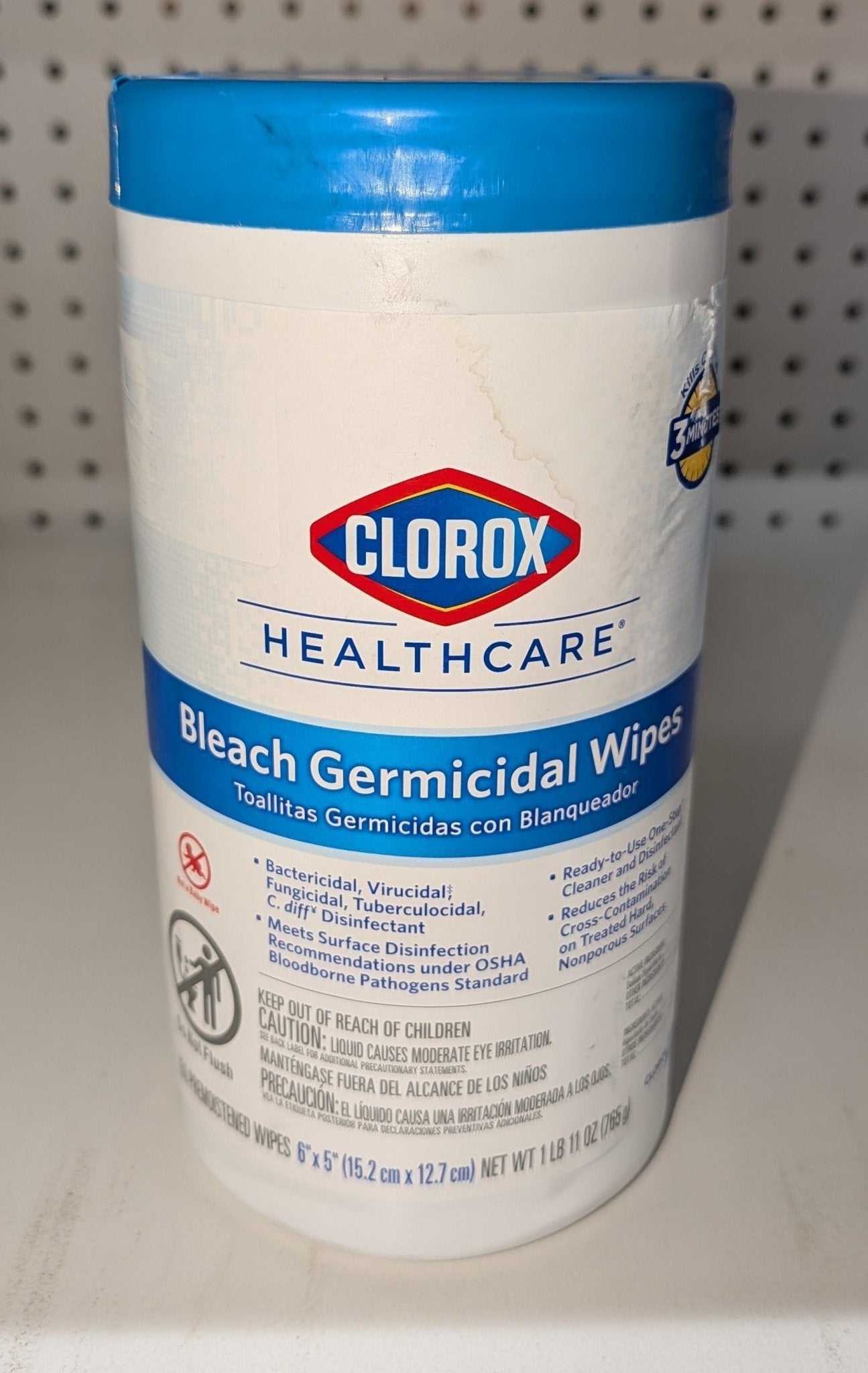 6 in. x 5 in. Unscented Bleach Germicidal Disinfecting Wipes, Canister (150 - Count) - Stu's Home Improvement Outlet