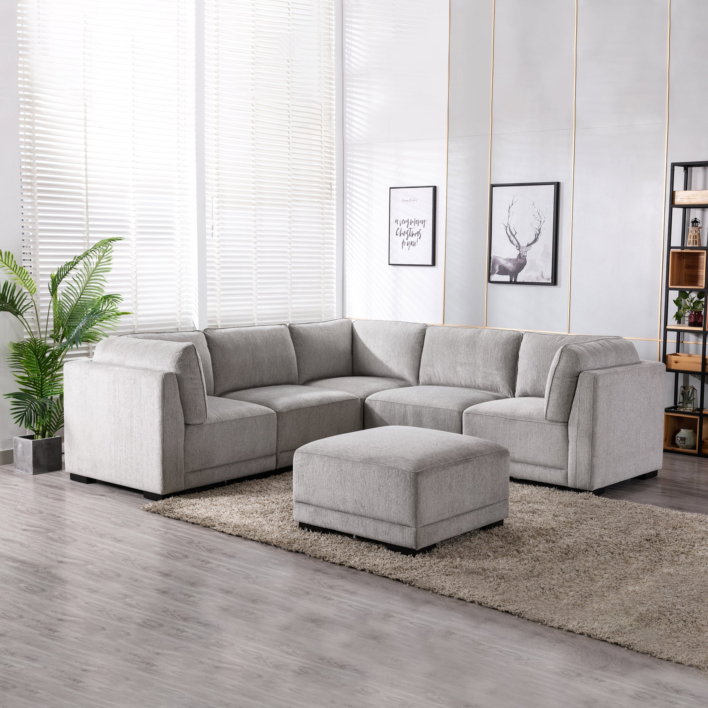 Modular Fabric Sectional w/ Ottoman