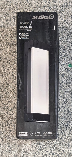 Glacier Black Modern Large Integrated LED Exterior Hardwired Garage and Porch - Light Lantern Sconce - Stu's Home Improvement Outlet