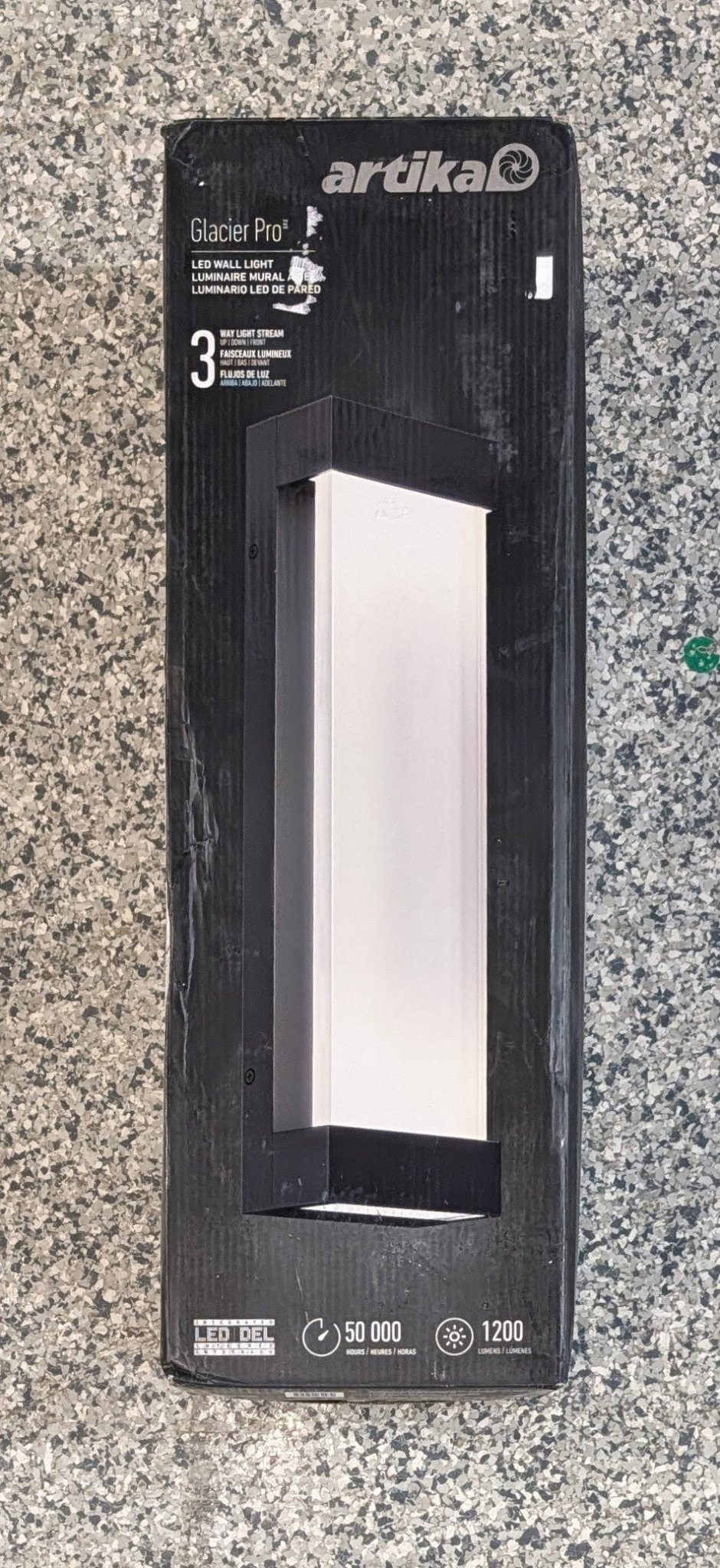 Glacier Black Modern Large Integrated LED Exterior Hardwired Garage and Porch - Light Lantern Sconce - Stu's Home Improvement Outlet