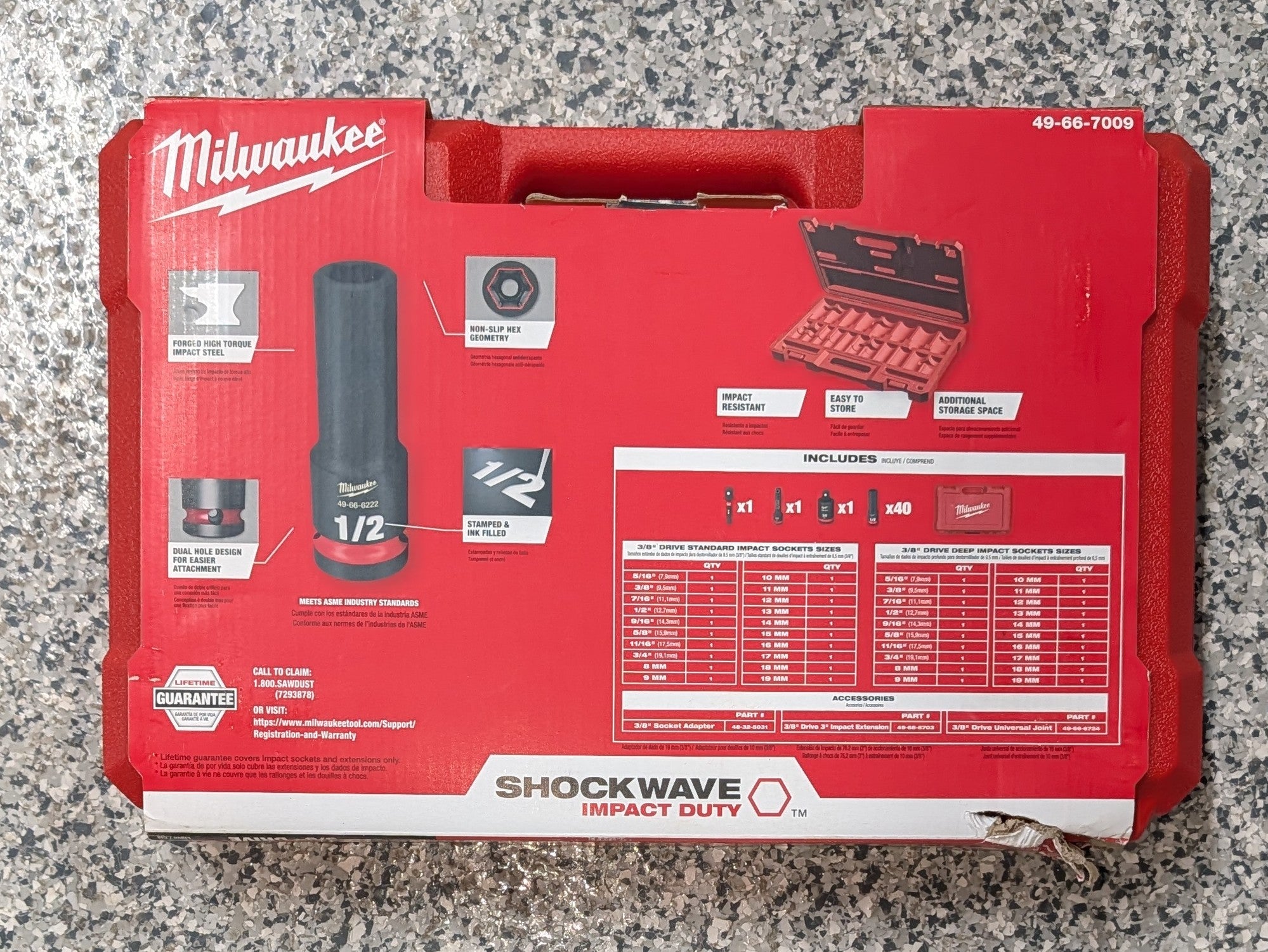 SHOCKWAVE 3/8 in. Drive SAE and Metric 6 Point Impact Socket Set (43 - Piece) - Stu's Home Improvement Outlet