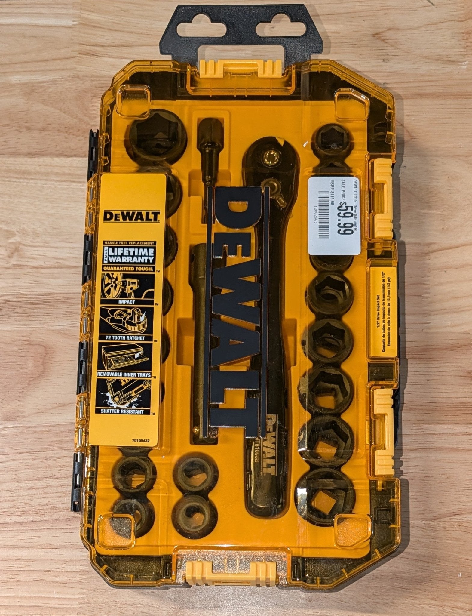 DEWALT 1/2 in. Drive SAE and Metric Socket Set with Ratchet (23 - Piece) - Stu's Home Improvement Outlet