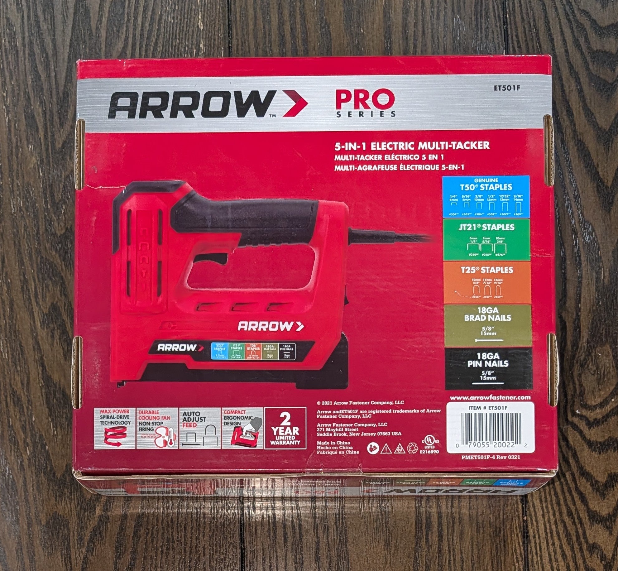 ET501F Corded 5-in-1 Professional Electric Staple and Nail Gun, Wire Stapler, and Brad Nailer