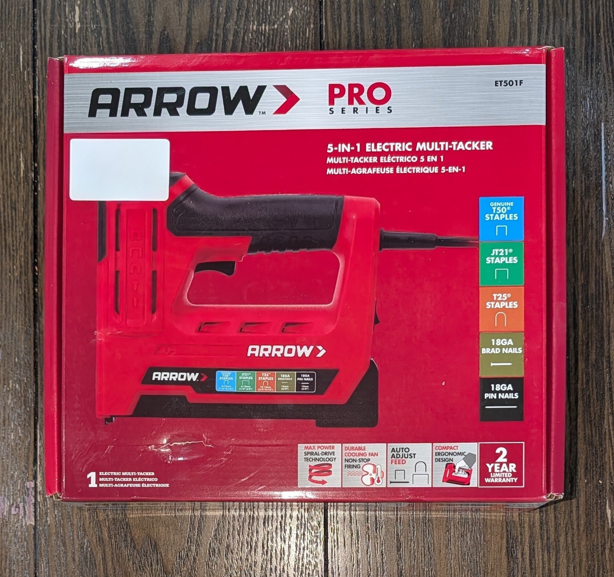 ET501F Corded 5-in-1 Professional Electric Staple and Nail Gun, Wire Stapler, and Brad Nailer