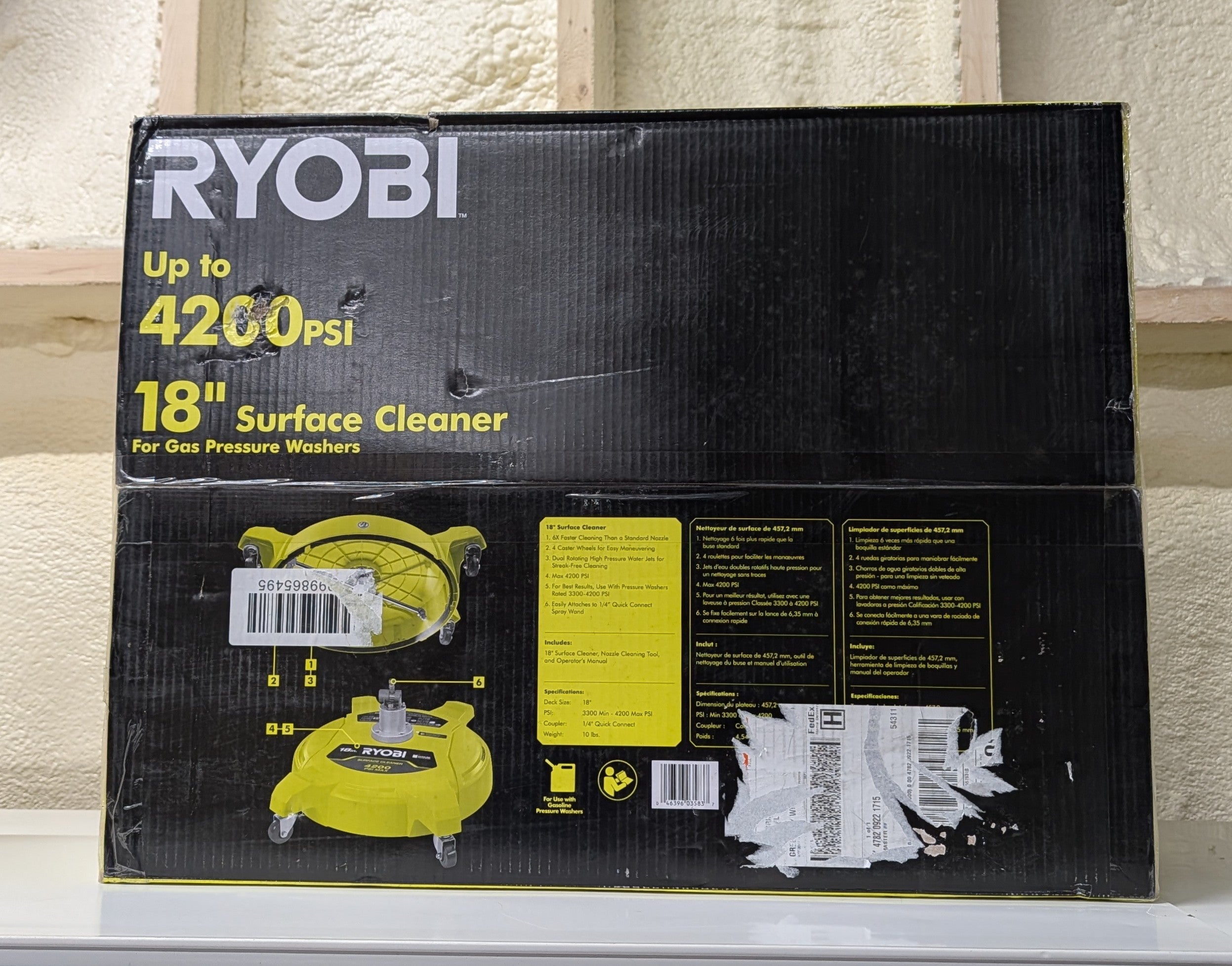 18 in. 4200 PSI Quick Connect Pressure Washer Surface Cleaner for Gas Pressure Washers with Caster Wheels