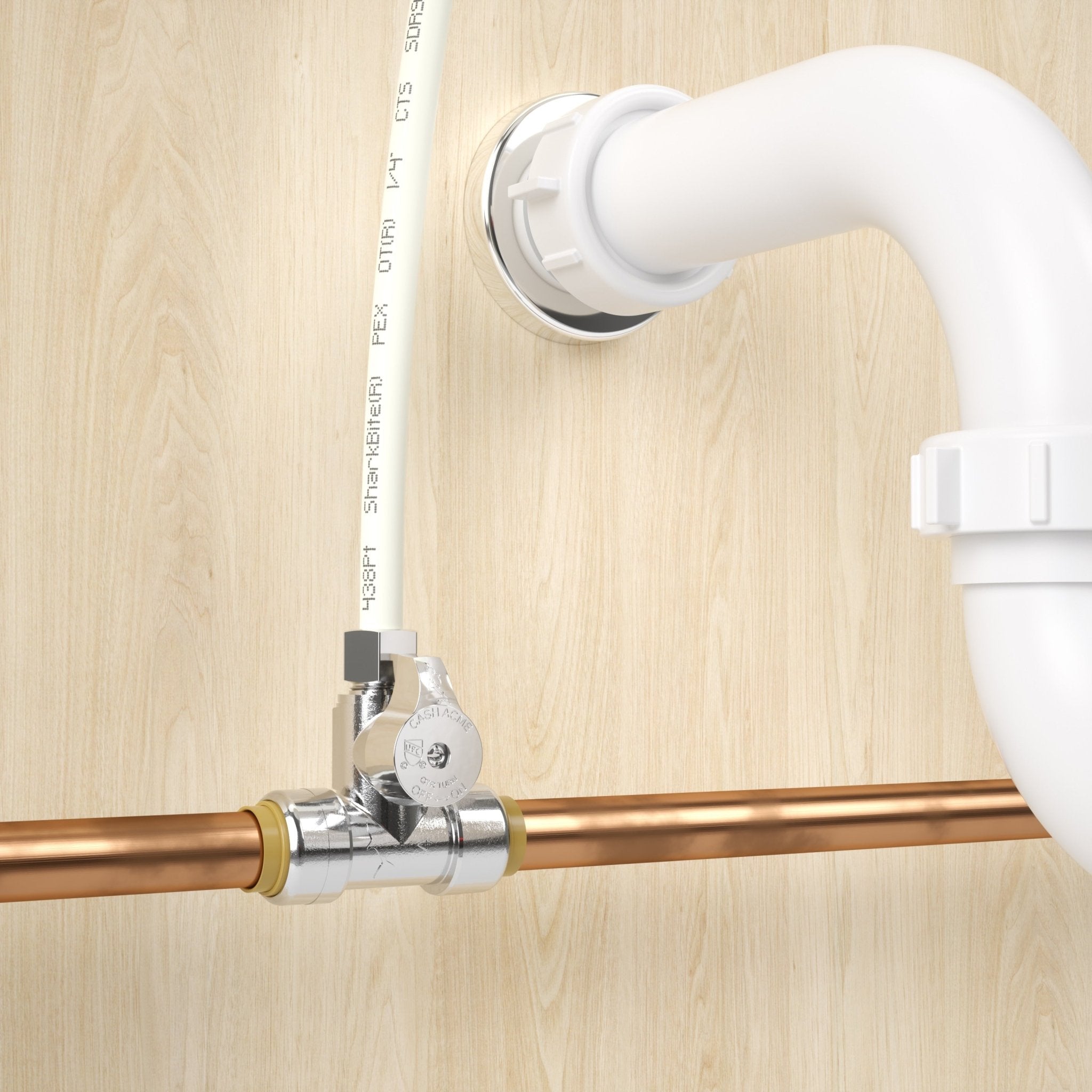 SharkBite 1/2 - in Push - to - connect x 3/8 - in OD Compression Brass Quarter turn Stop Supply - Stu's Home Improvement Outlet