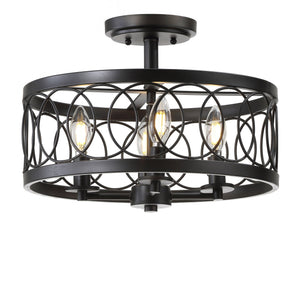 JONATHAN Y Sylvain 15.5" Metal LED Semi Mount 1 - Light 15.5 - in Oil Rubbed Bronze LED Semi Flush Mount Light - Stu's Home Improvement Outlet