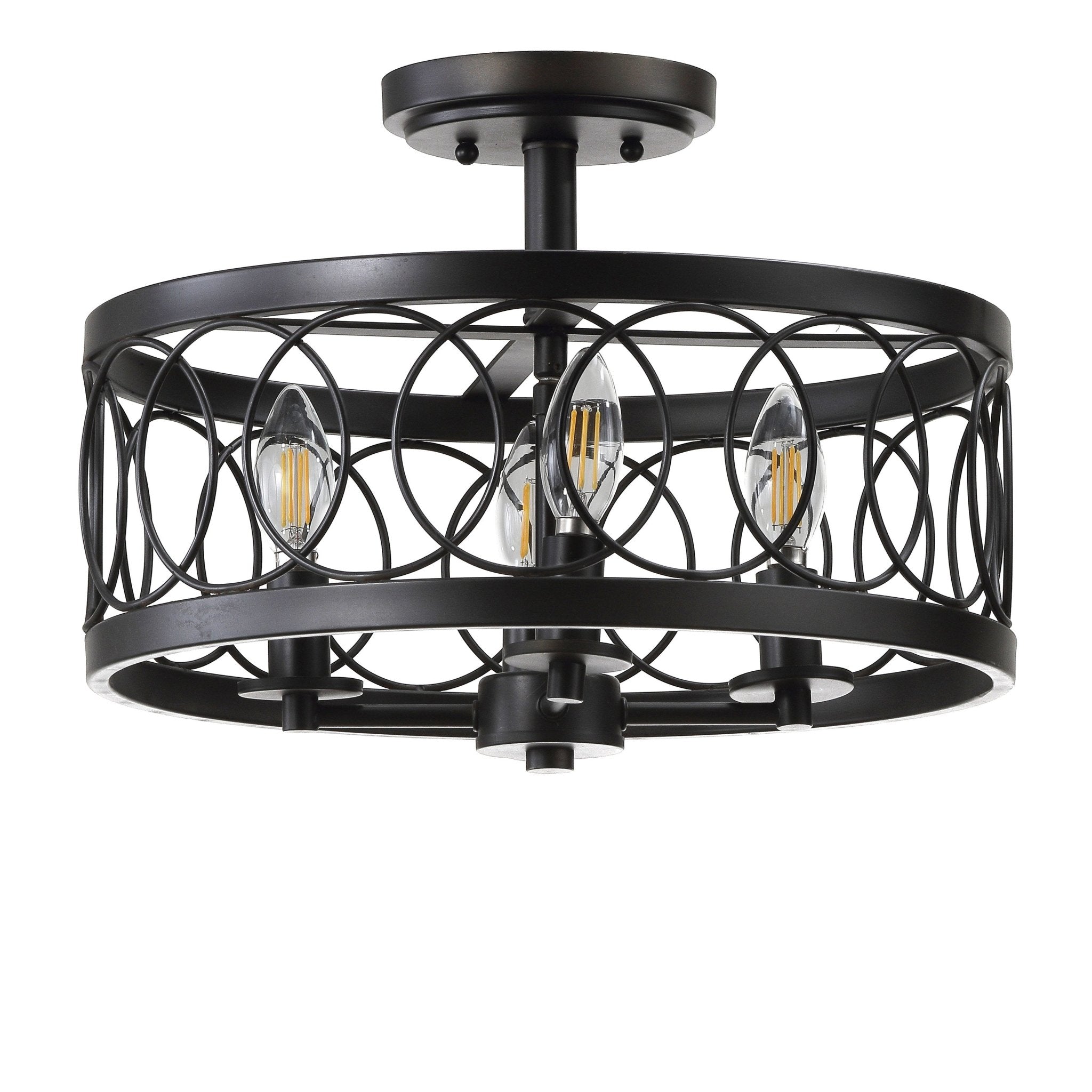 JONATHAN Y Sylvain 15.5" Metal LED Semi Mount 1 - Light 15.5 - in Oil Rubbed Bronze LED Semi Flush Mount Light - Stu's Home Improvement Outlet