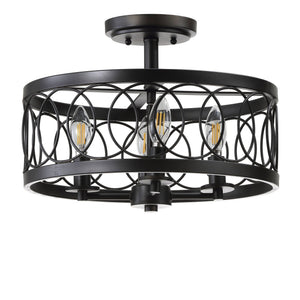 JONATHAN Y Sylvain 15.5" Metal LED Semi Mount 1 - Light 15.5 - in Oil Rubbed Bronze LED Semi Flush Mount Light - Stu's Home Improvement Outlet