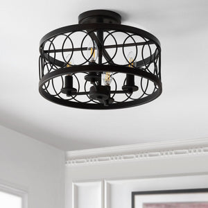 JONATHAN Y Sylvain 15.5" Metal LED Semi Mount 1 - Light 15.5 - in Oil Rubbed Bronze LED Semi Flush Mount Light - Stu's Home Improvement Outlet