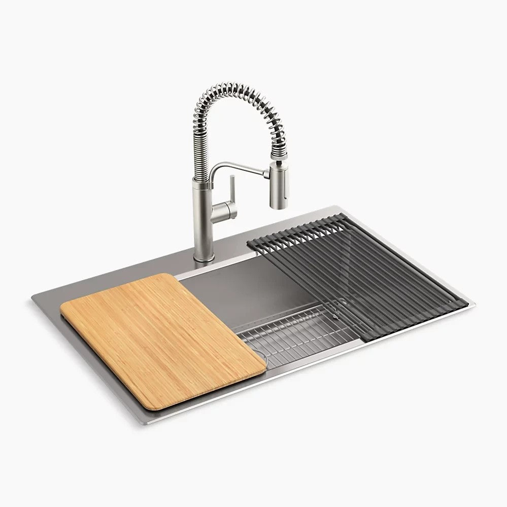 Kohler Provo 33" Dual Mount Single-bowl Workstation Kitchen Sink Kit (AS-IS)