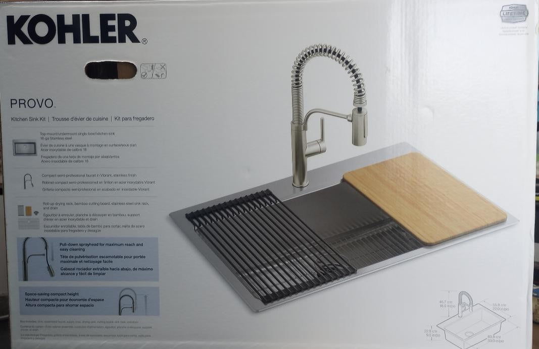 Kohler Provo 33" Dual Mount Single - bowl Workstation Kitchen Sink Kit (AS - IS) - Stu's Home Improvement Outlet
