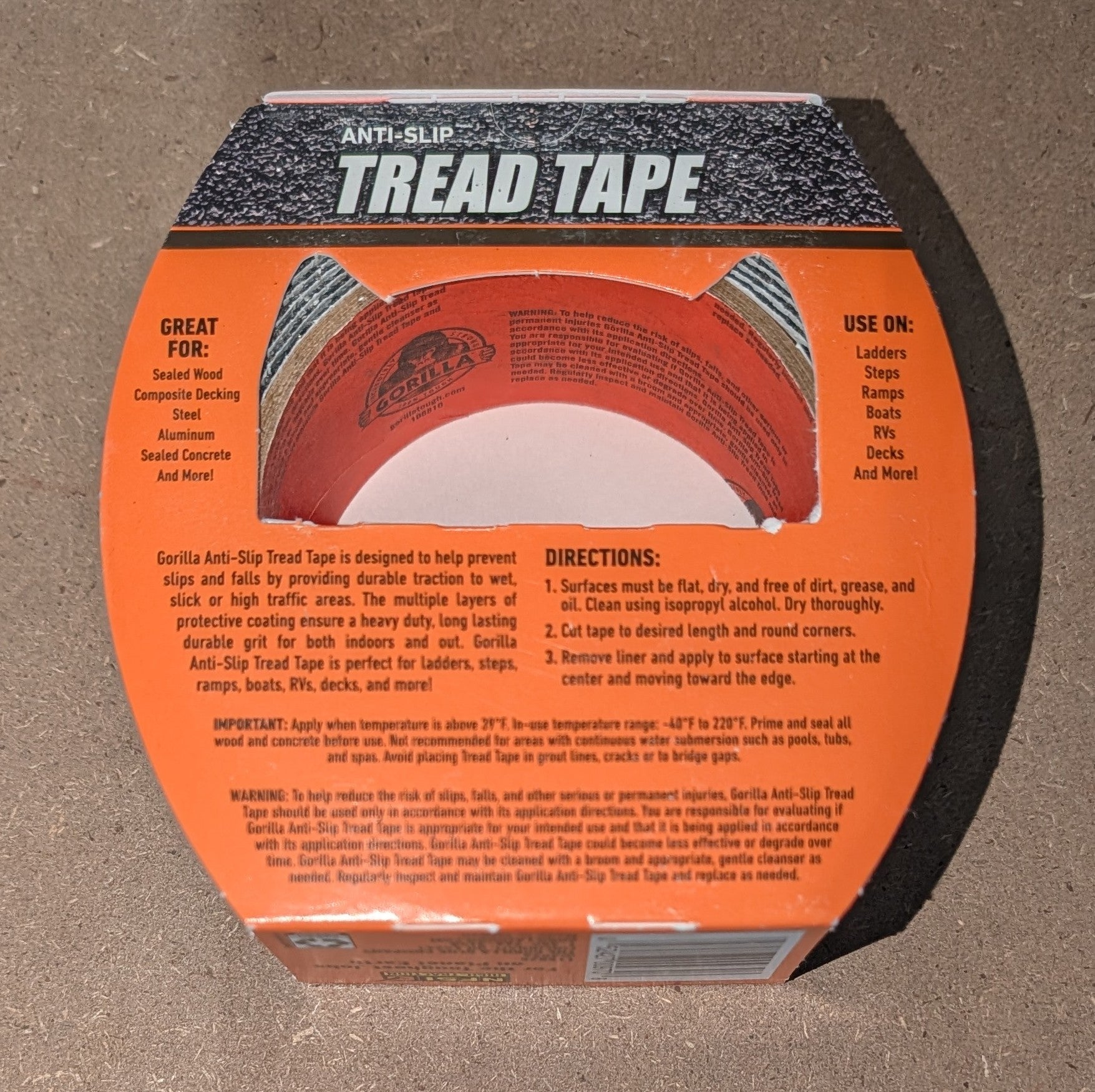 Gorilla 2 - in x 10 - ft Black Tape Roll Anti - Slip Tape - Stu's Home Improvement Outlet
