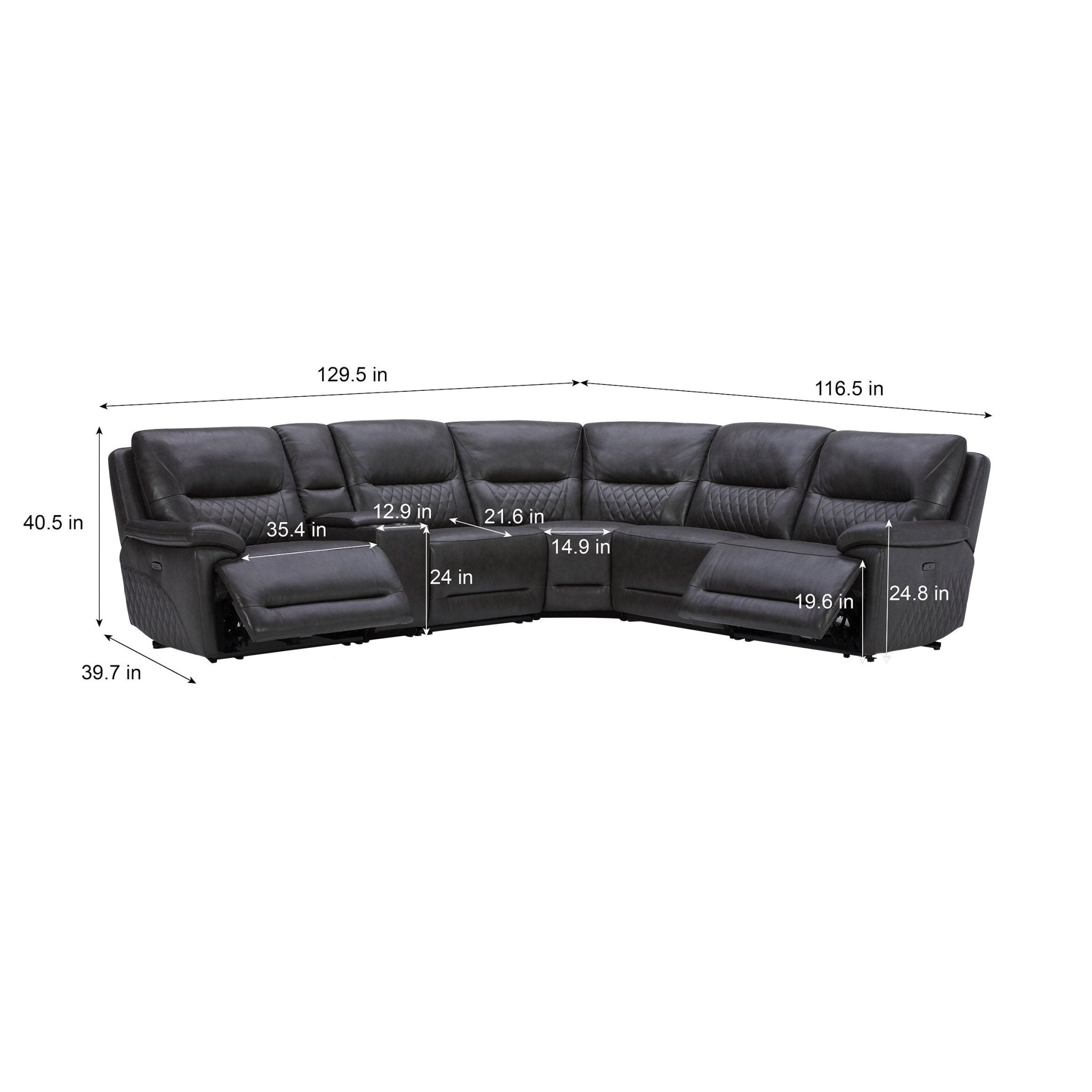 Ryerson 6 - piece Power Reclining Leather Sectional with Power Headrests - Stu's Home Improvement Outlet
