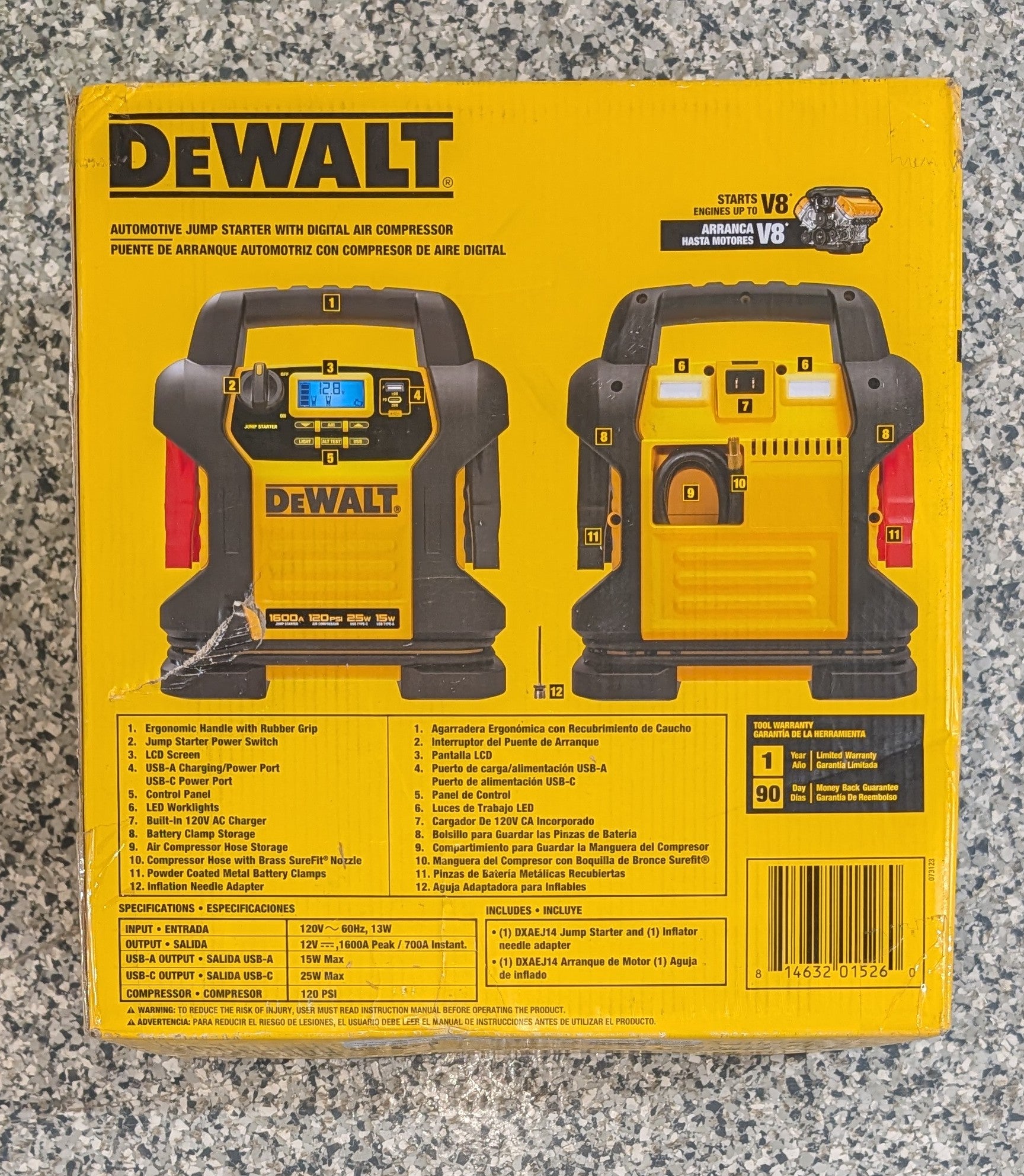 DEWALT 1600 Peak Amp Jump Starter with Digital Compressor and USB Power Bank - Stu's Home Improvement Outlet