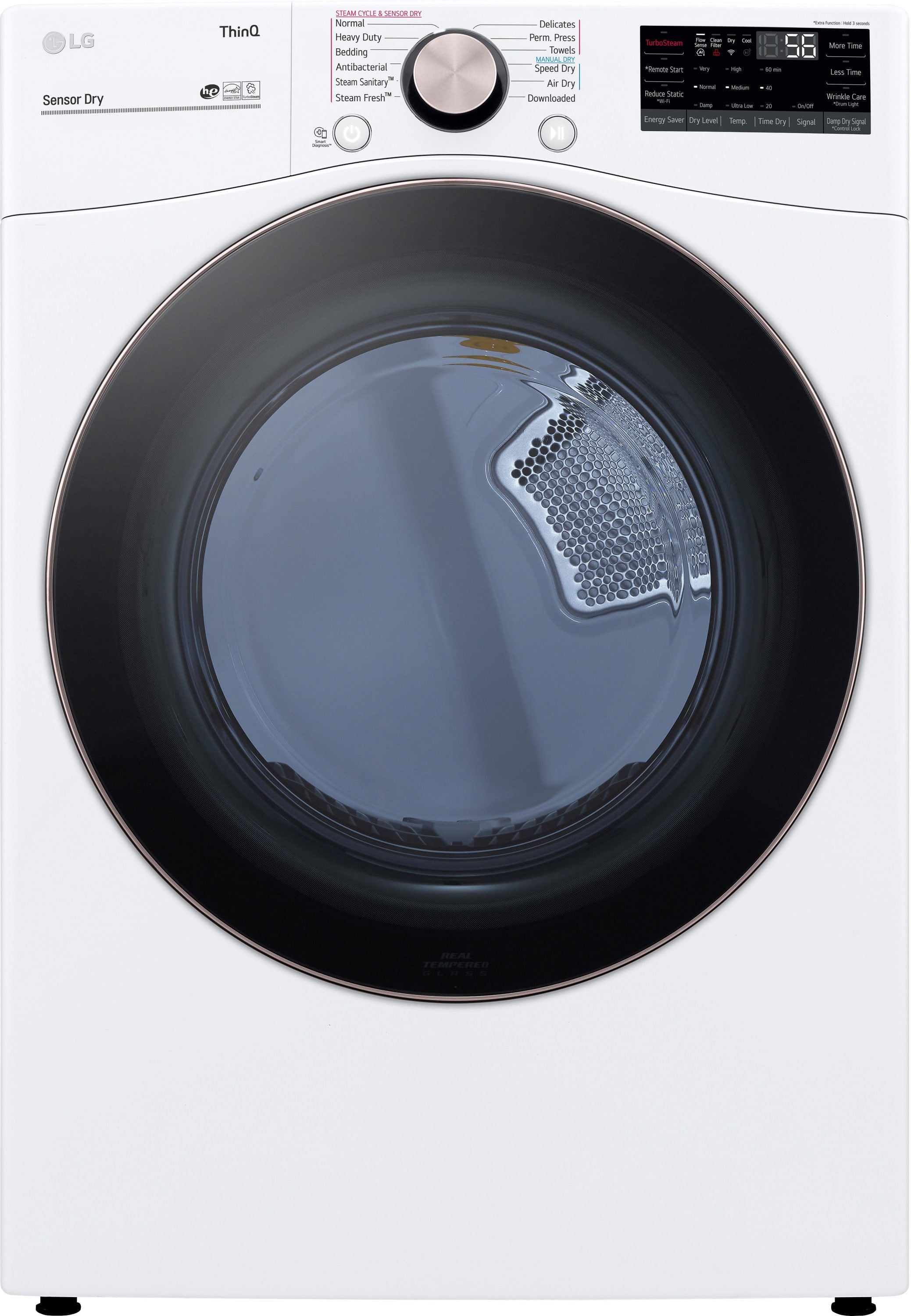 LG True Steam 4.5-cu ft Stackable Steam Cycle Vented Electric Dryer (White) ENERGY STAR