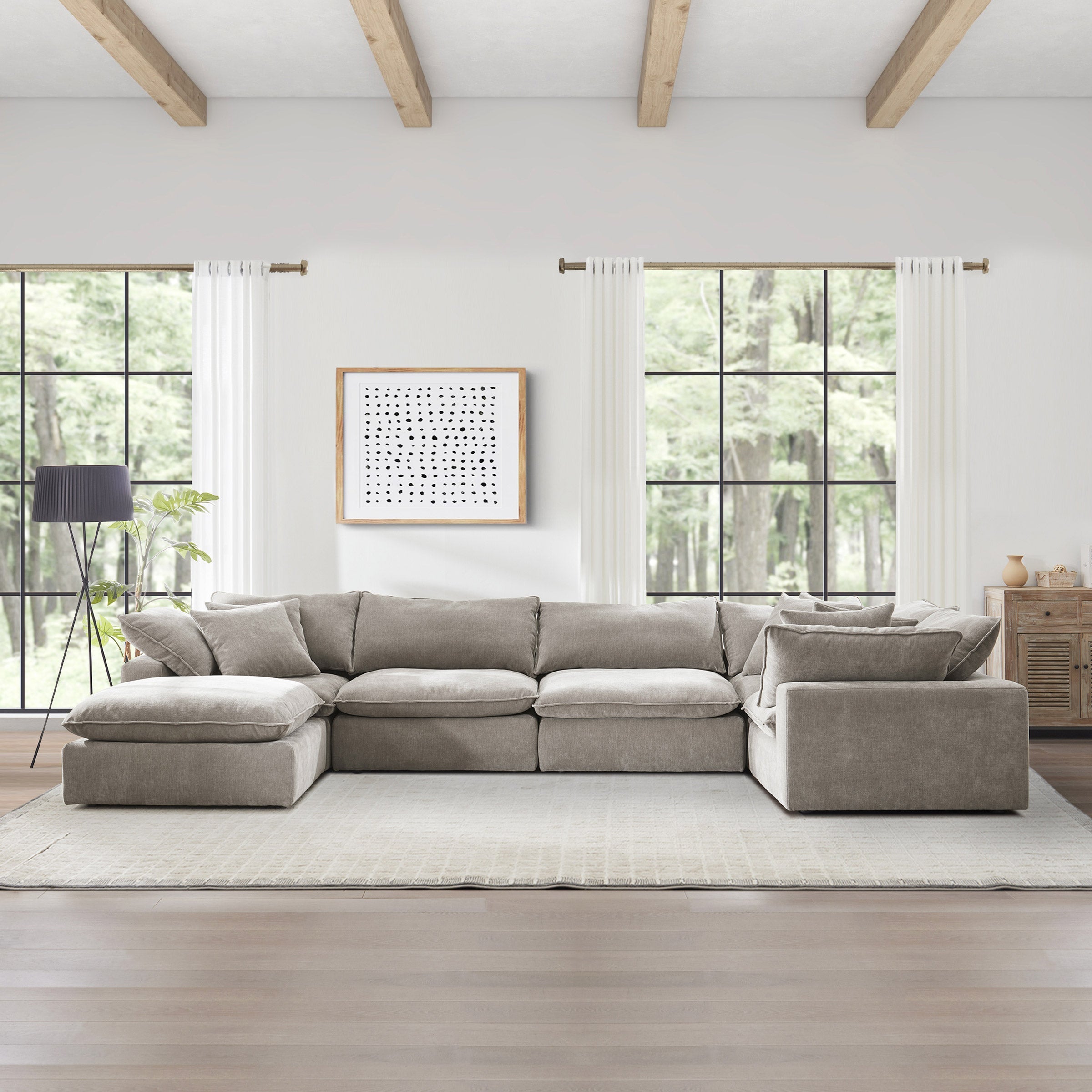 6-piece Fabric Modular Sectional, Taupe