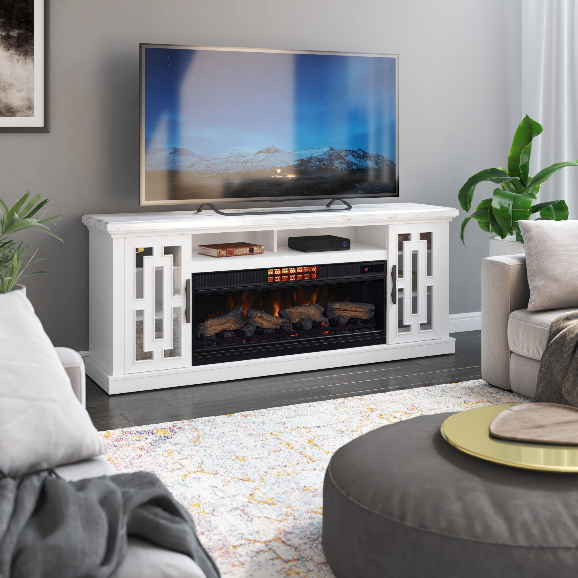 Tresanti Kerrigan TV Console with ClassicFlame CoolGlow 2 - in - 1 Electric Fireplace and Fan - Stu's Home Improvement Outlet