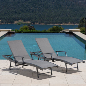 SunVilla Commercial Sling Wave Chaise Lounge with Adjustable Armrests - Stu's Home Improvement Outlet