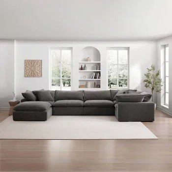 Sereen 6 - piece Fabric Modular Sectional, Dark Gray - Stu's Home Improvement Outlet