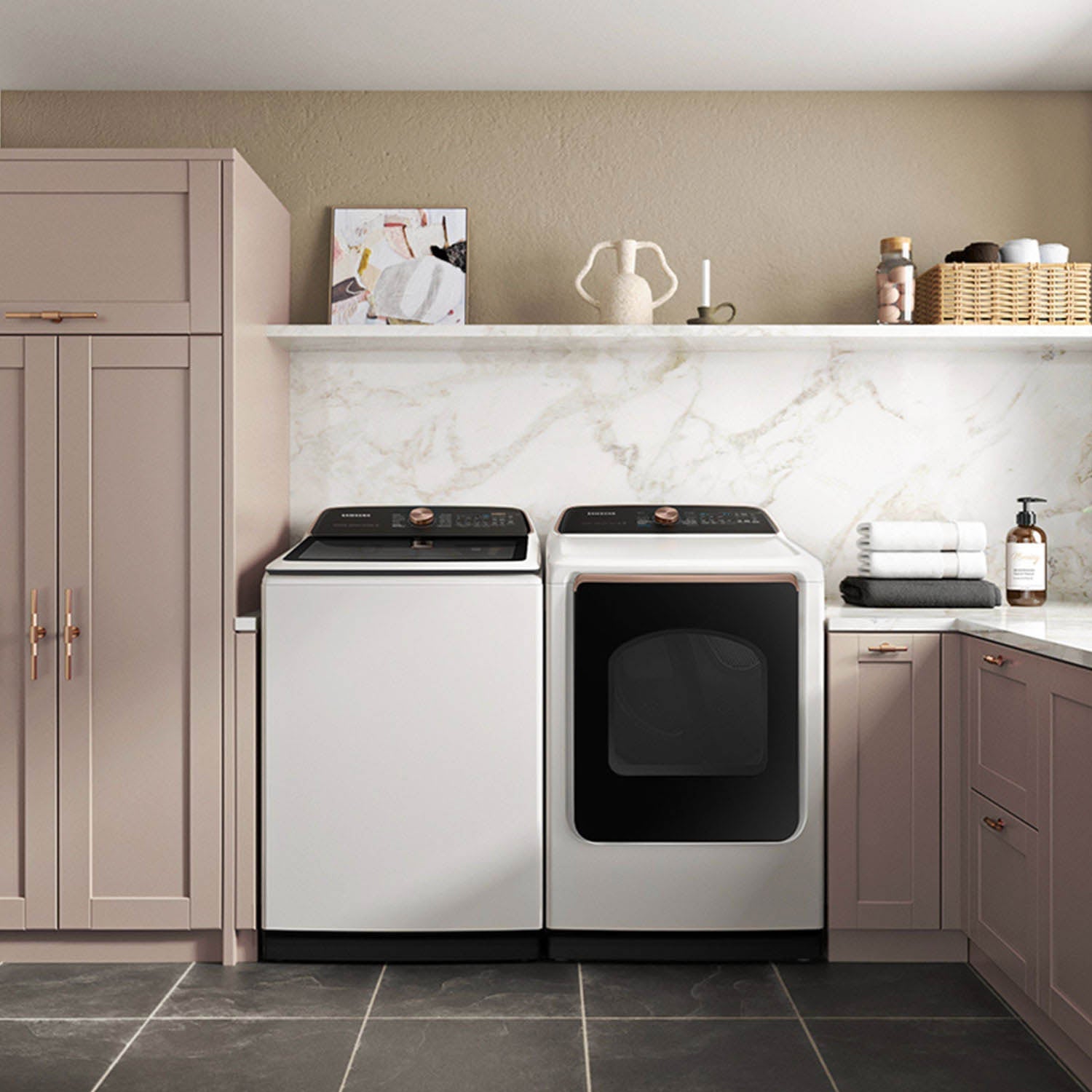 Samsung 5.5 cu. ft. XL Capacity Smart Top Load Washer with Auto Dispense System with Electric Dryer