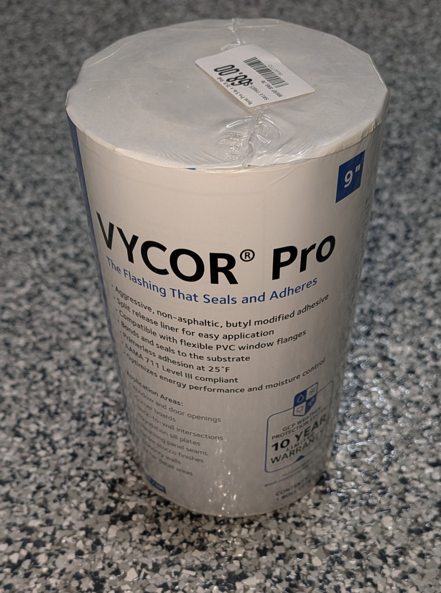 Vycor Pro 9 in. x 75 ft. Roll Fully - Adhered Butyl Flashing Tape (56 sq. ft.) - Stu's Home Improvement Outlet