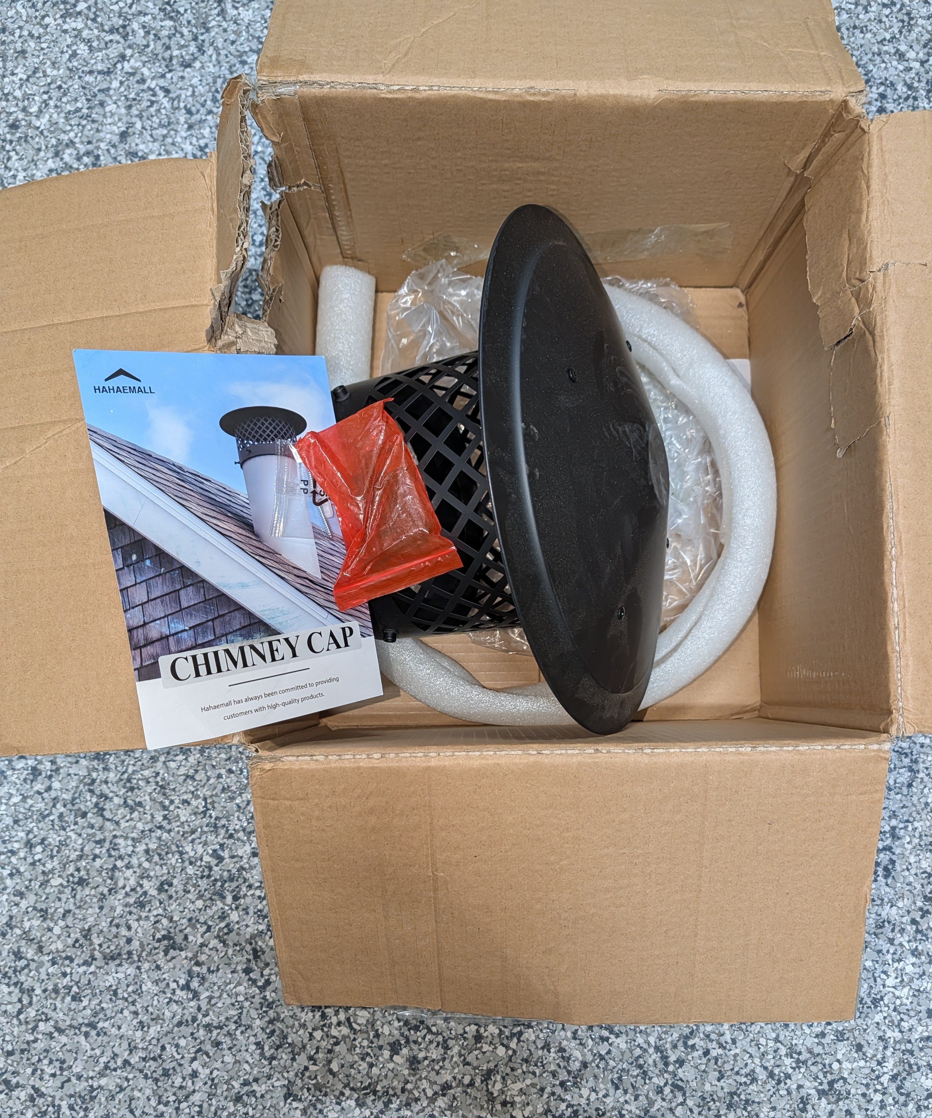 6 Inch Chimney Cap Round Chimney Cover, Fireplace Chimney Caps for Outside, Chimney Rain Caps, Roof Vent Cap, All Weather, Easy to Install, Black