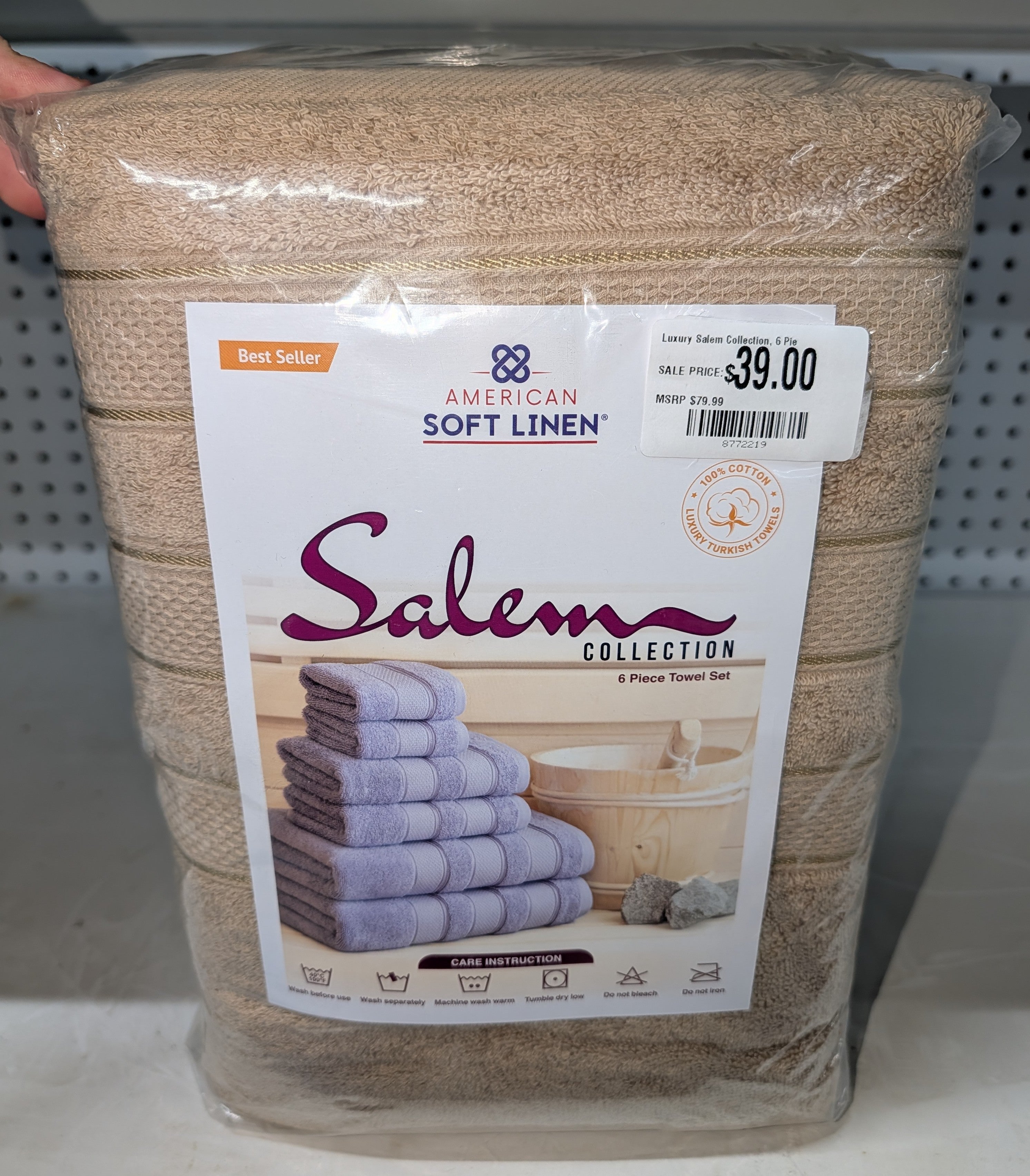 Luxury Salem Collection, 6 Piece Bath Towel Set, Sand Taupe