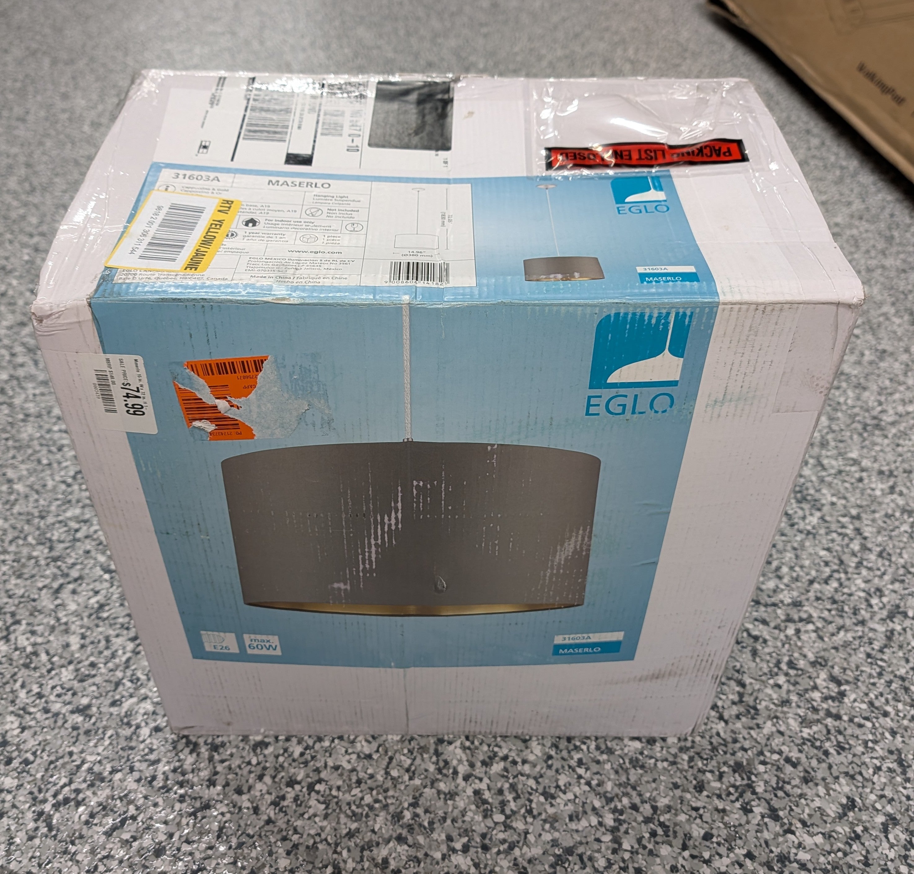 Maserlo 15 in. W x 72 in. H 1-Light Cappucino and Satin Nickel Pendant Light with Drum Metal Shade