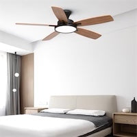 TALOYA 52-in Integrated LED Flush Mount Black with Brushed Blades Ceiling Fan With Light