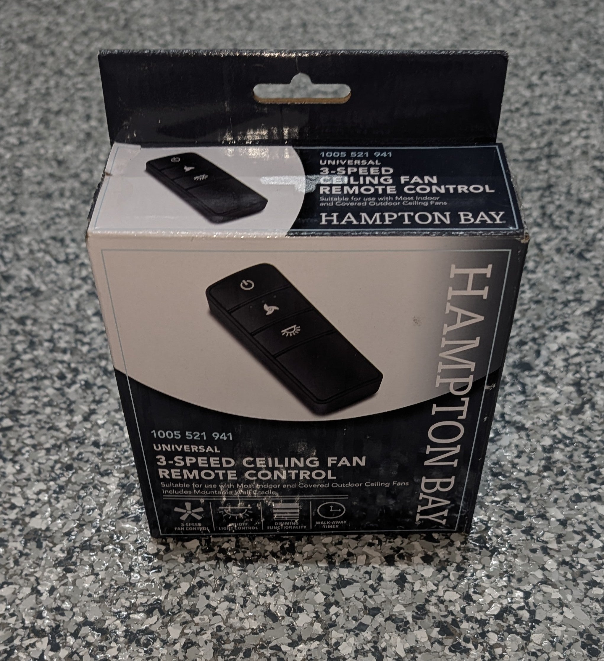 Hampton Bay Universal 3-speed Damp Rated Ceiling Fan Remote Control with Dimming Black