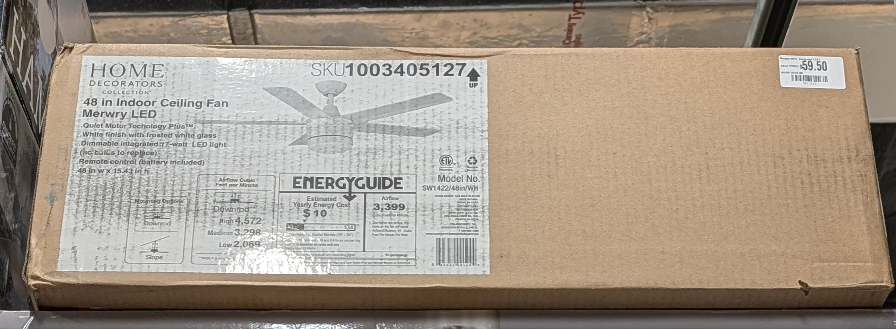 Merwry 48 in. Integrated LED Indoor White Ceiling Fan with Light Kit and Remote Control