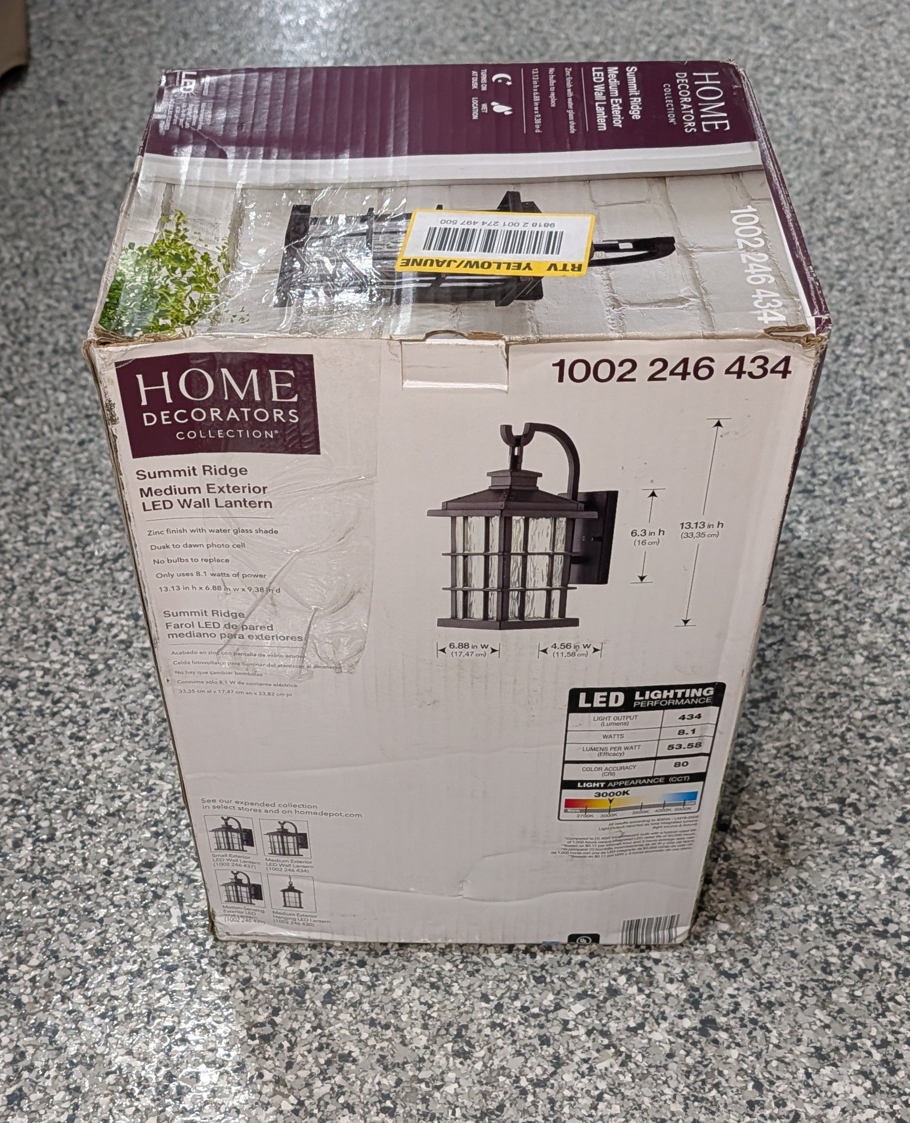 Home Decorators Collection Summit Ridge 13.13 in. Zinc  Dusk to Dawn Integrated LED Outdoor Wall Lantern Sconce