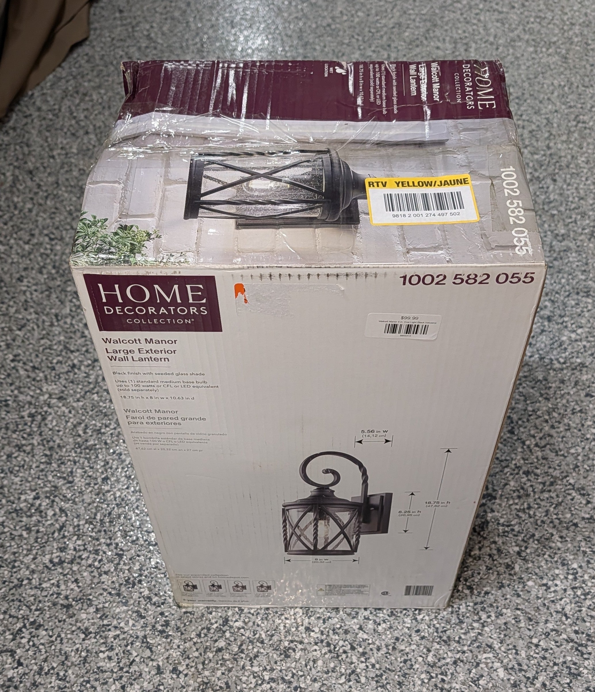 Walcott Manor 18.75 in. One Light Black Industrial Outdoor Wall Lantern Sconce with Clear Seeded Glass