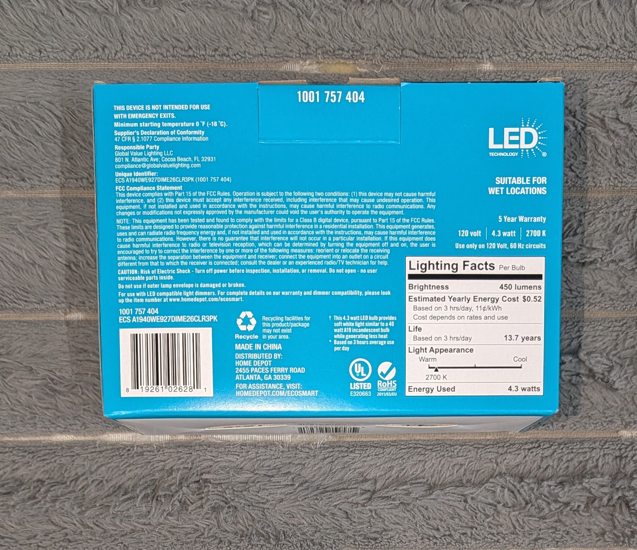 40-Watt Equivalent A19 Dimmable Clear Filament Vintage Style LED Light Bulb Soft White (3-Pack)