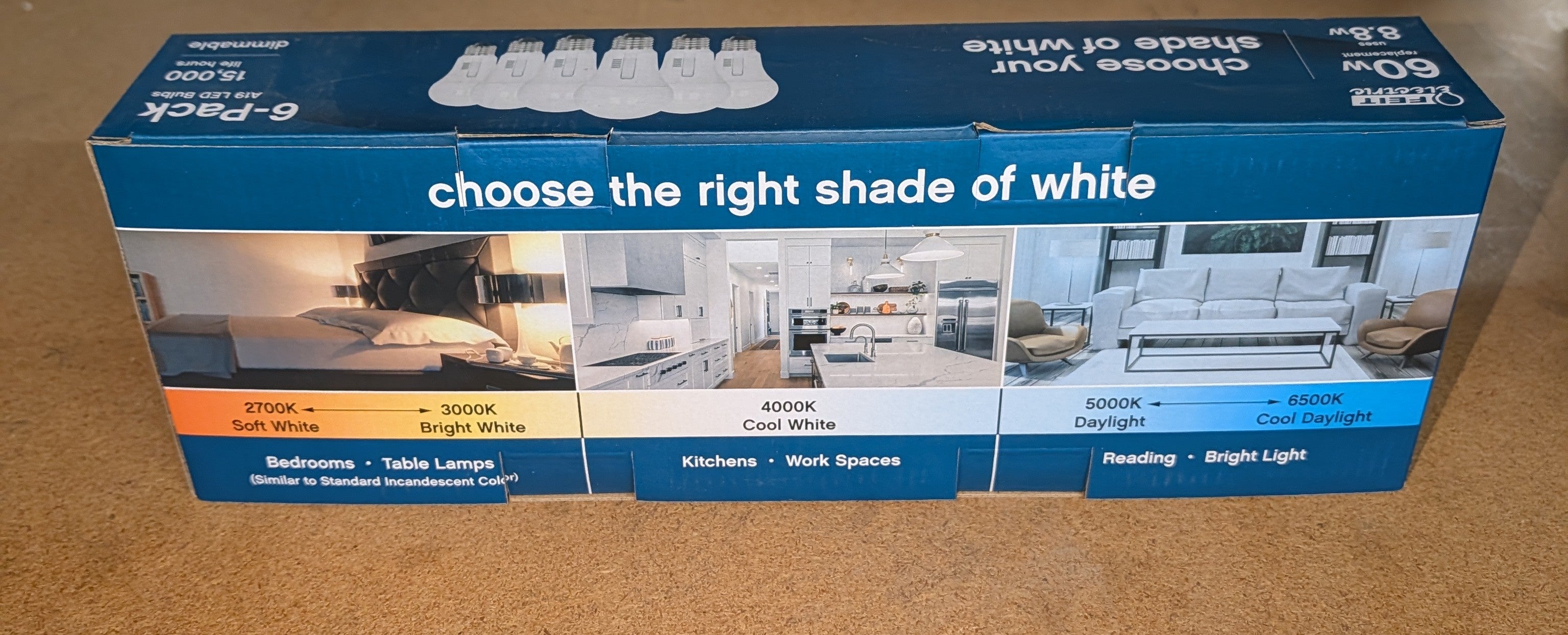 Feit Electric 60W Replacement 5-CCT LED A19 Bulbs, 6-pack