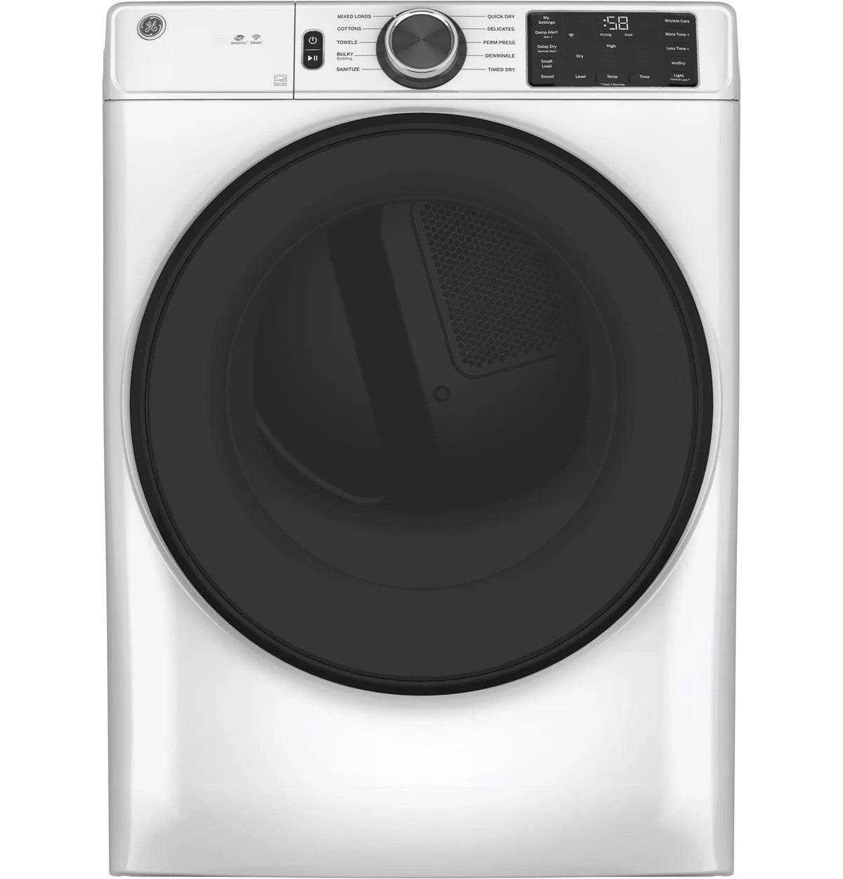 GE 7.8-cu ft Stackable Vented Smart Gas Dryer (White) ENERGY STAR