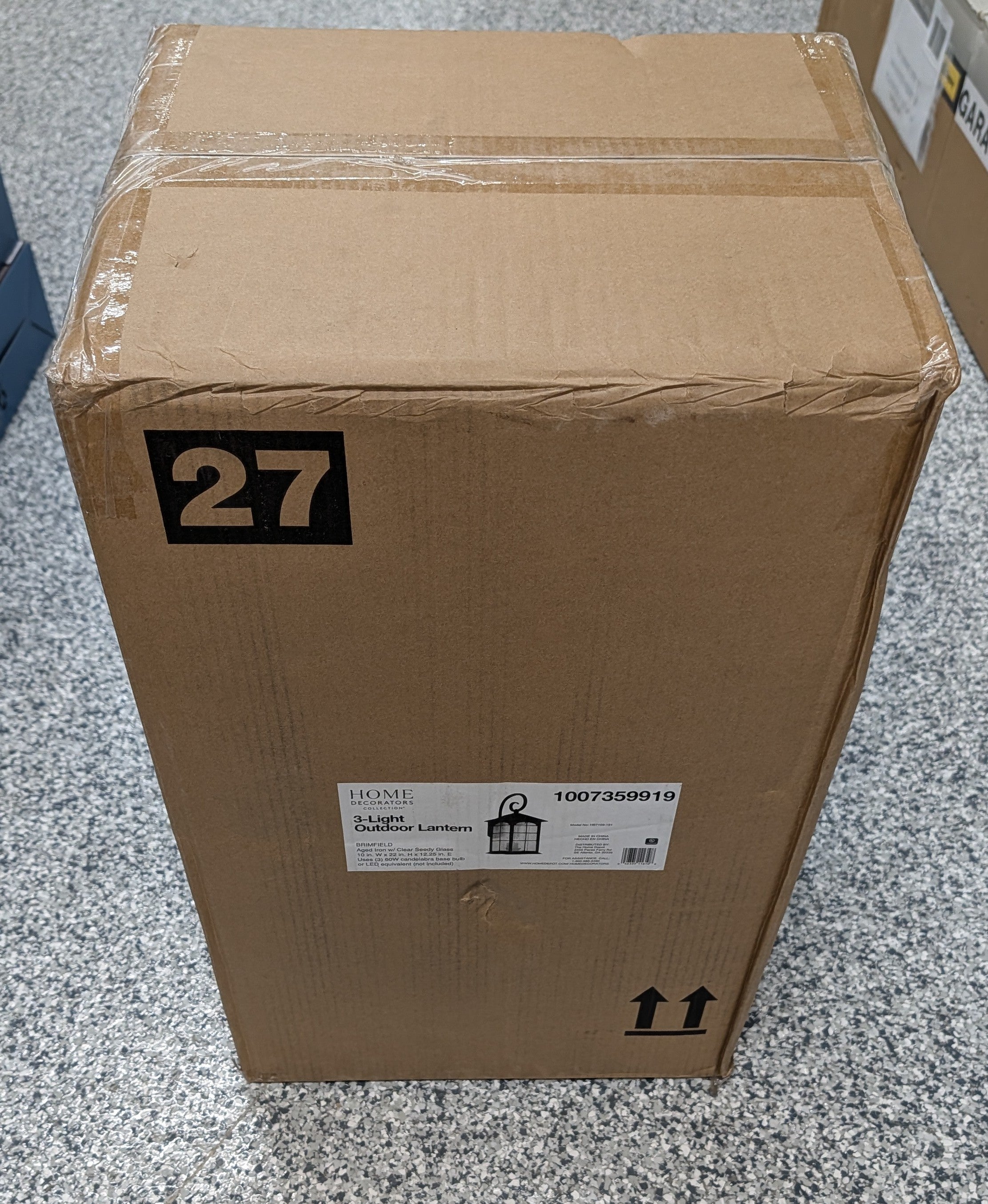 Brimfield 22 in. Aged Iron 3-Light Line Voltage Outdoor Wall Light Sconce with No Bulbs Included