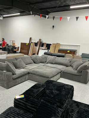 Sereen 6 - piece Fabric Modular Sectional, Dark Gray - Stu's Home Improvement Outlet