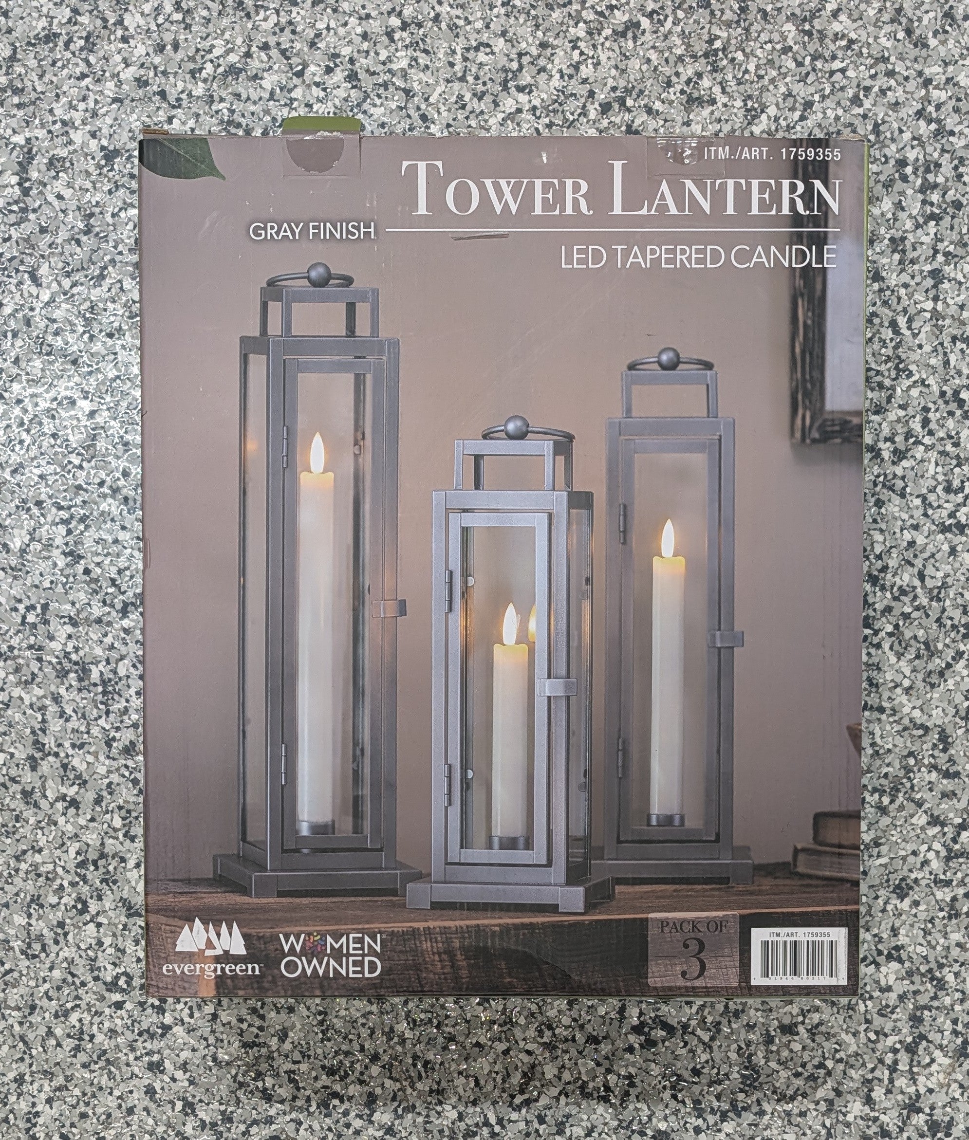 Evergreen LED Tapered Candle Tower Lantern, 3 Count (Black Finish)