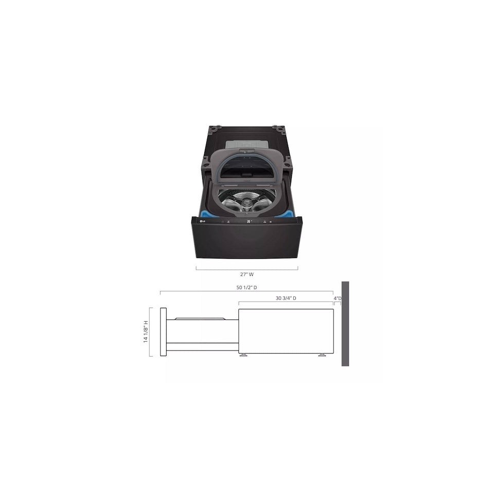LG - SideKick 1.0 Cu. Ft. High-Efficiency Smart Top Load Pedestal Washer - Black Steel