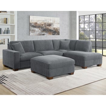 Thomasville Artesia Corduroy Fabric Sectional with Ottoman - Stu's Home Improvement Outlet